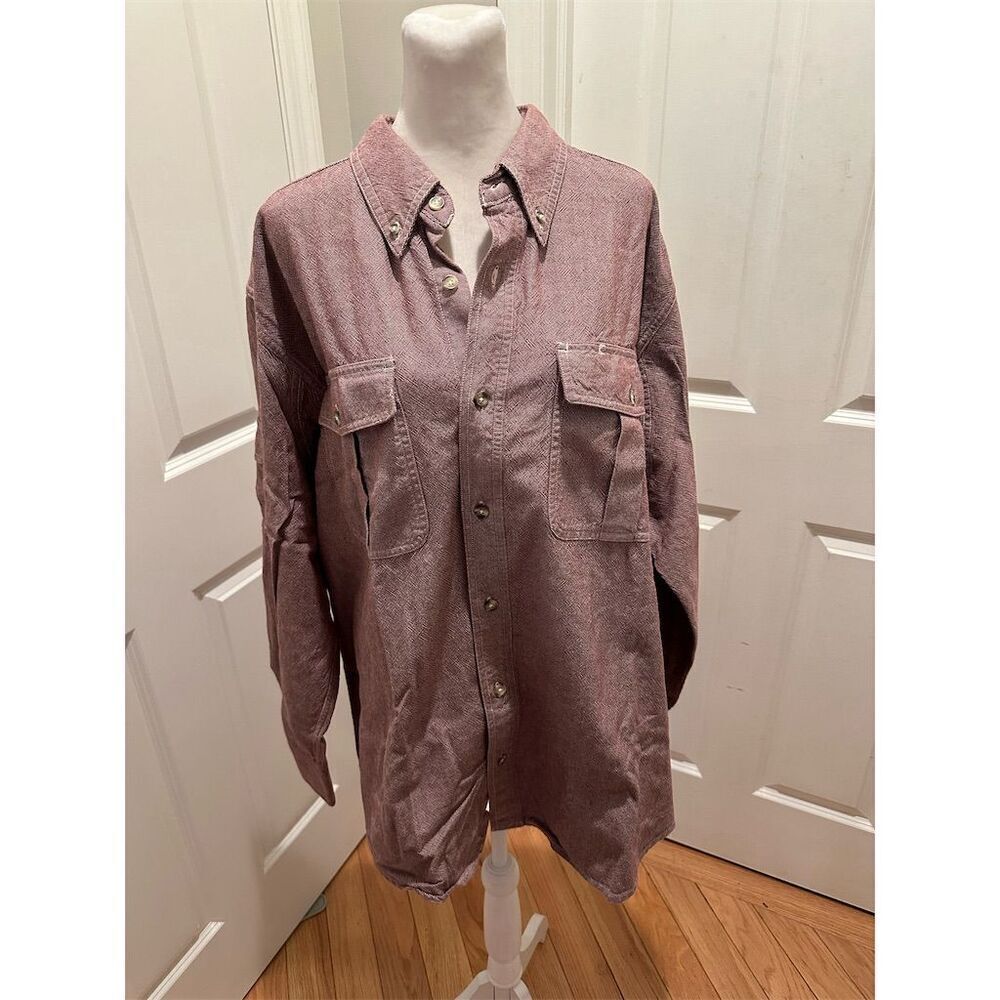 Cabela's Men's Pink Cotton Button-Up Shirt Size L Long Sleeve